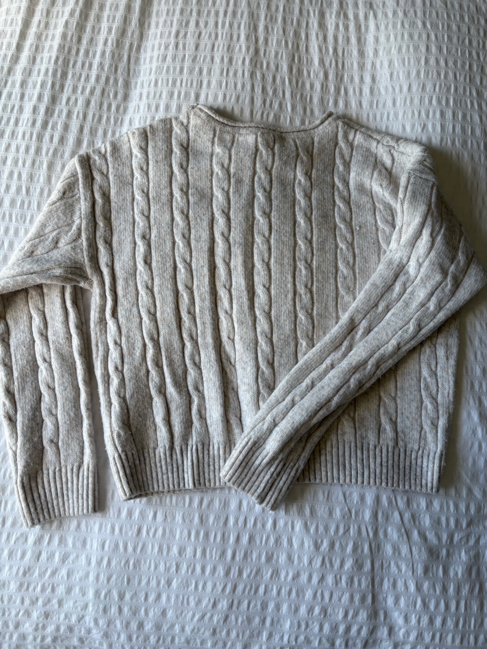 Max Studio Cream Cable Crewneck Sweater